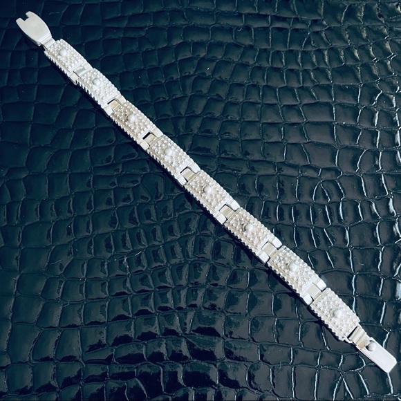 D’MOLINA MEXICO TAXCO STERLING SILVER DOTTED PANEL BRACELET VINTAGE - Picture 8 of 11